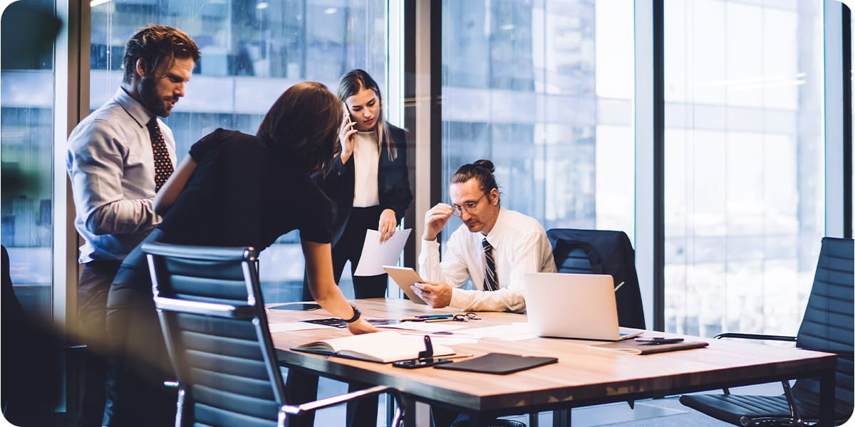 Business team working in an office